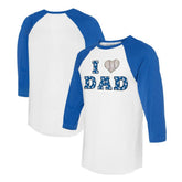 Los Angeles Dodgers Tiny Turnip Women's I Love Dad 3/4-Sleeve Raglan T-Shirt - MLB