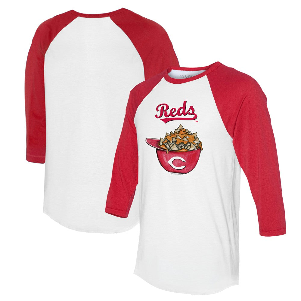 Cincinnati Reds Tiny Turnip Women's Nacho Helmet 3/4-Sleeve Raglan T-Shirt - MLB