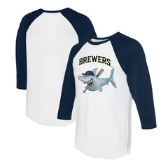 Milwaukee Brewers Tiny Turnip Women's Shark 3/4-Sleeve Raglan T-Shirt - MLB