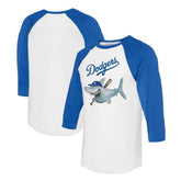 Los Angeles Dodgers Tiny Turnip Women's Shark 3/4-Sleeve Raglan T-Shirt - MLB
