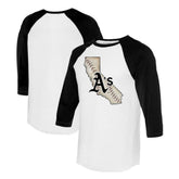 Athletics Tiny Turnip Unisex State Outline 3/4-Sleeve Raglan T-Shirt - MLB