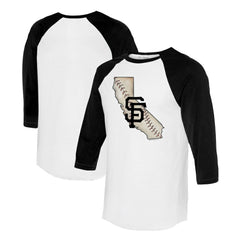 San Francisco Giants Tiny Turnip Unisex State Outline 3/4-Sleeve Raglan T-Shirt - MLB