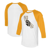 San Diego Padres Tiny Turnip Unisex State Outline 3/4-Sleeve Raglan T-Shirt - MLB