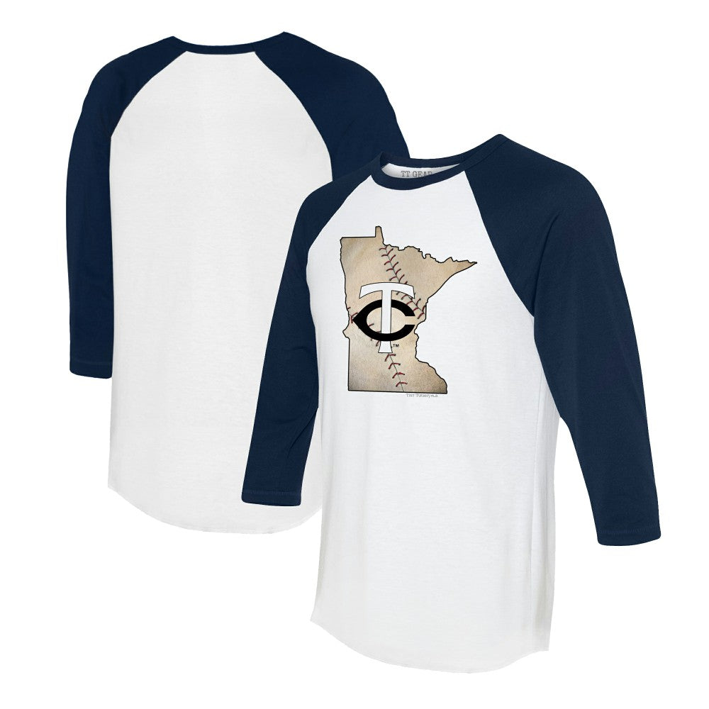 Minnesota Twins Tiny Turnip Unisex State Outline 3/4-Sleeve Raglan T-Shirt - MLB