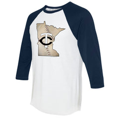 Minnesota Twins Tiny Turnip Unisex State Outline 3/4-Sleeve Raglan T-Shirt - MLB