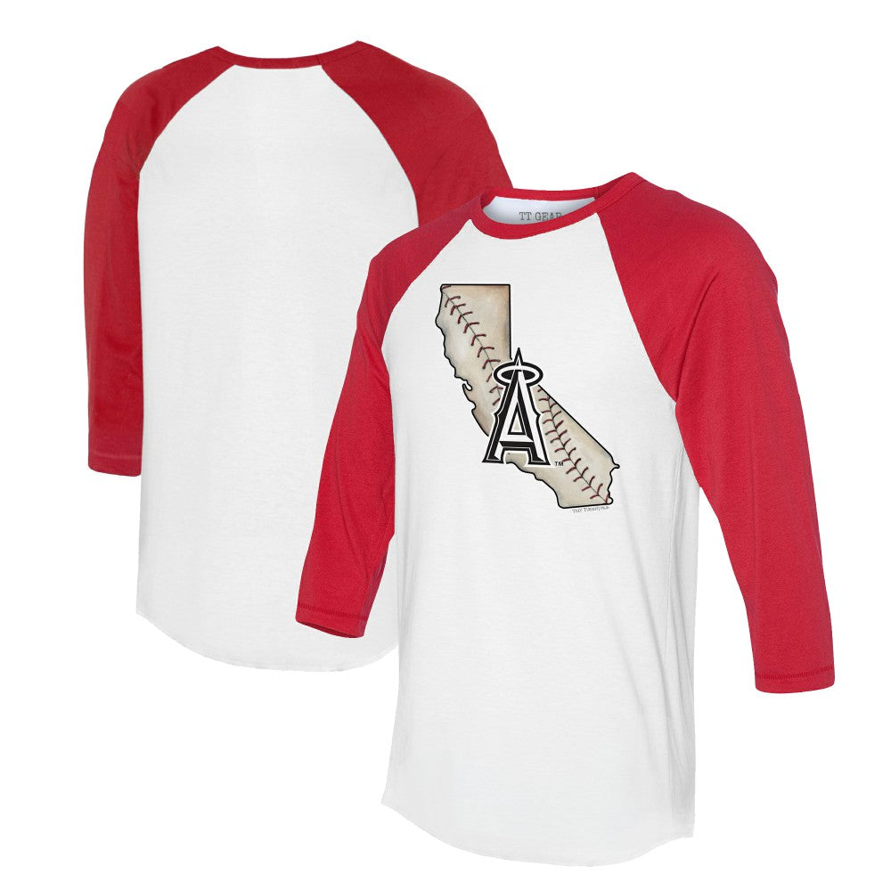 Los Angeles Angels Tiny Turnip Unisex State Outline 3/4-Sleeve Raglan T-Shirt - MLB