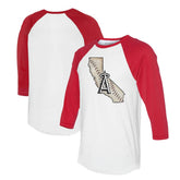 Los Angeles Angels Tiny Turnip Unisex State Outline 3/4-Sleeve Raglan T-Shirt - MLB