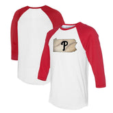 Philadelphia Phillies Tiny Turnip Unisex State Outline 3/4-Sleeve Raglan T-Shirt - MLB