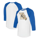 Kansas City Royals Tiny Turnip Unisex State Outline 3/4-Sleeve Raglan T-Shirt - MLB