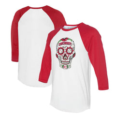 Cincinnati Reds Tiny Turnip Unisex Sugar Skull 3/4-Sleeve Raglan T-Shirt - MLB