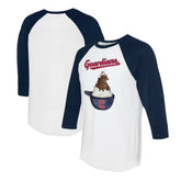 Cleveland Guardians Tiny Turnip Unisex Sundae Helmet 3/4-Sleeve Raglan T-Shirt - MLB