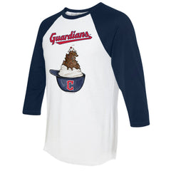Cleveland Guardians Tiny Turnip Unisex Sundae Helmet 3/4-Sleeve Raglan T-Shirt - MLB