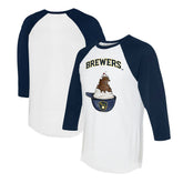Milwaukee Brewers Tiny Turnip Unisex Sundae Helmet 3/4-Sleeve Raglan T-Shirt - MLB