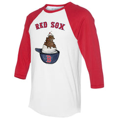 Boston Red Sox Tiny Turnip Unisex Sundae Helmet 3/4-Sleeve Raglan T-Shirt - MLB