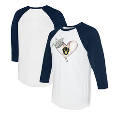 Milwaukee Brewers Tiny Turnip Unisex Tiara Heart 3/4-Sleeve Raglan T-Shirt - MLB