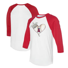 Los Angeles Angels Tiny Turnip Unisex Tiara Heart 3/4-Sleeve Raglan T-Shirt - MLB