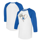 Los Angeles Dodgers Tiny Turnip Unisex Tiara Heart 3/4-Sleeve Raglan T-Shirt - MLB