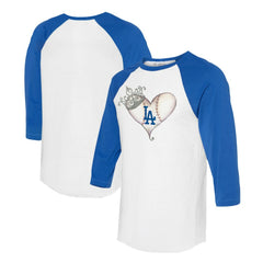 Los Angeles Dodgers Tiny Turnip Unisex Tiara Heart 3/4-Sleeve Raglan T-Shirt - MLB