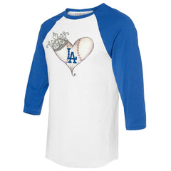 Los Angeles Dodgers Tiny Turnip Unisex Tiara Heart 3/4-Sleeve Raglan T-Shirt - MLB