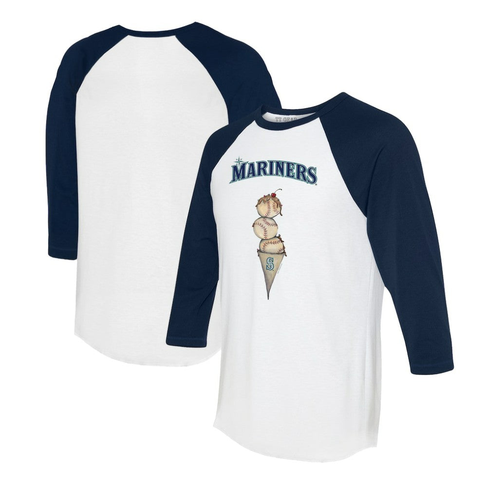 Seattle Mariners Tiny Turnip Unisex Triple Scoop 3/4-Sleeve Raglan T-Shirt - MLB