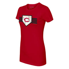 Cincinnati Reds Tiny Turnip Women's Base Stripe T-Shirt - MLB