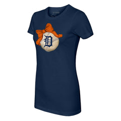 Detroit Tigers Tiny Turnip Women's Baseball Bow T-Shirt - MLB
