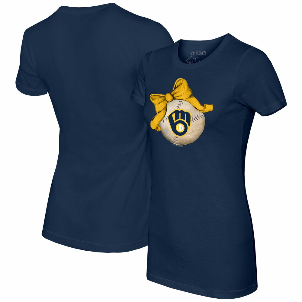 Milwaukee Brewers Tiny Turnip Women's Baseball Bow T-Shirt - MLB