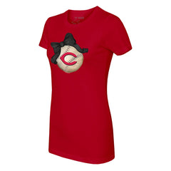 Cincinnati Reds Tiny Turnip Women's Baseball Bow T-Shirt - MLB