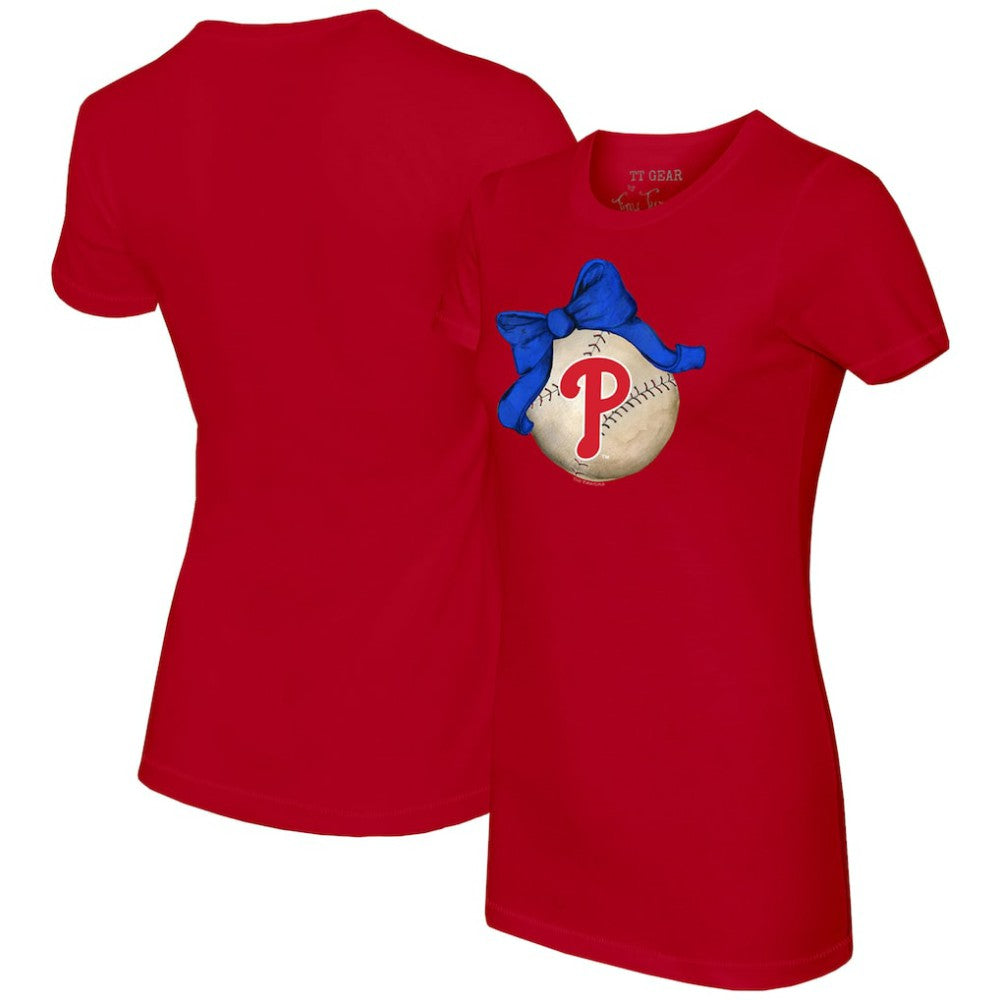 Philadelphia Phillies Tiny Turnip Women's Baseball Bow T-Shirt - MLB