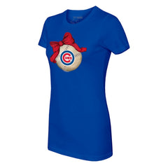 Chicago Cubs Tiny Turnip Women's Baseball Bow T-Shirt - MLB