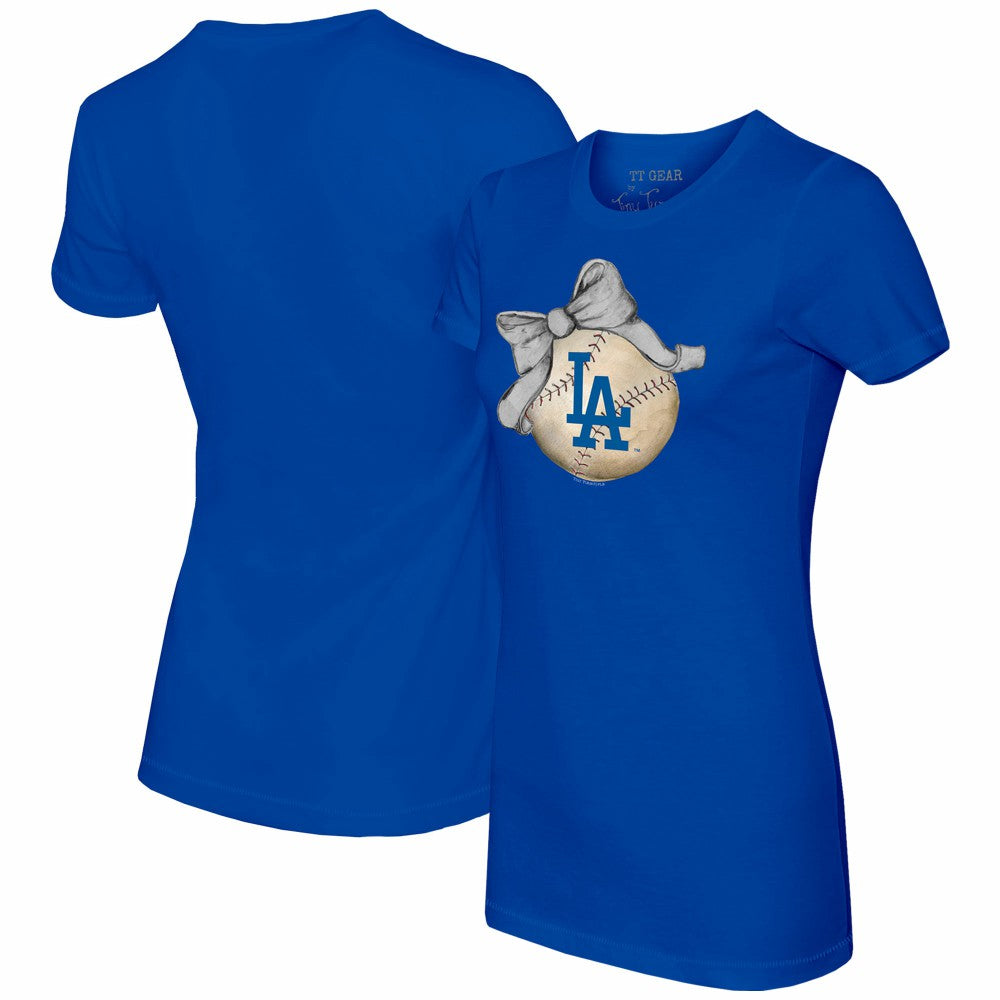 Los Angeles Dodgers Tiny Turnip Women's Baseball Bow T-Shirt - MLB