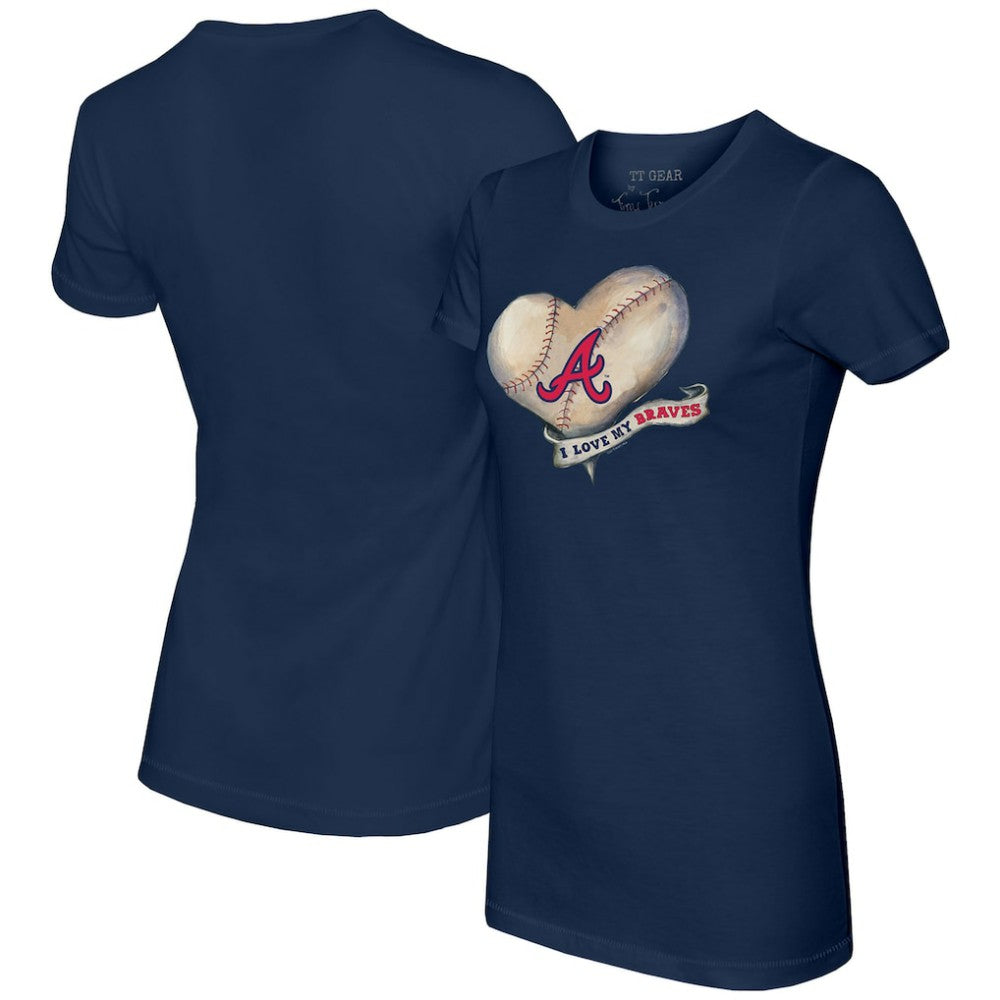 Atlanta Braves Tiny Turnip Women's Heart Banner T-Shirt - MLB