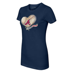 Atlanta Braves Tiny Turnip Women's Heart Banner T-Shirt - MLB
