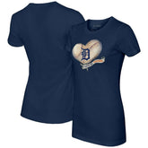 Detroit Tigers Tiny Turnip Women's Heart Banner T-Shirt - MLB