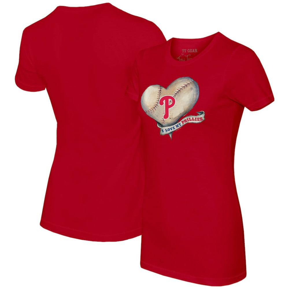 Philadelphia Phillies Tiny Turnip Women's Heart Banner T-Shirt - MLB