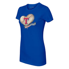 Texas Rangers Tiny Turnip Women's Heart Banner T-Shirt - MLB