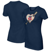Minnesota Twins Tiny Turnip Women's Heart Bat T-Shirt - MLB