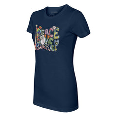Milwaukee Brewers Tiny Turnip Women's Peace Love Baseball Fitted T-Shirt - MLB