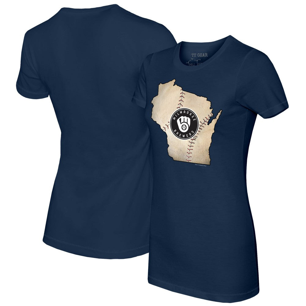 Milwaukee Brewers Tiny Turnip Women's State Outline T-Shirt - MLB
