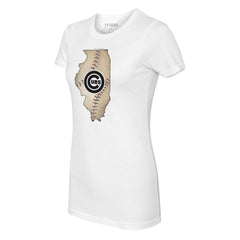 Chicago Cubs Tiny Turnip Women's State Outline T-Shirt - MLB
