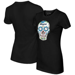 Miami Marlins Tiny Turnip Women's Sugar Skull T-Shirt - MLB