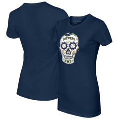 Milwaukee Brewers Tiny Turnip Women's Sugar Skull T-Shirt - MLB