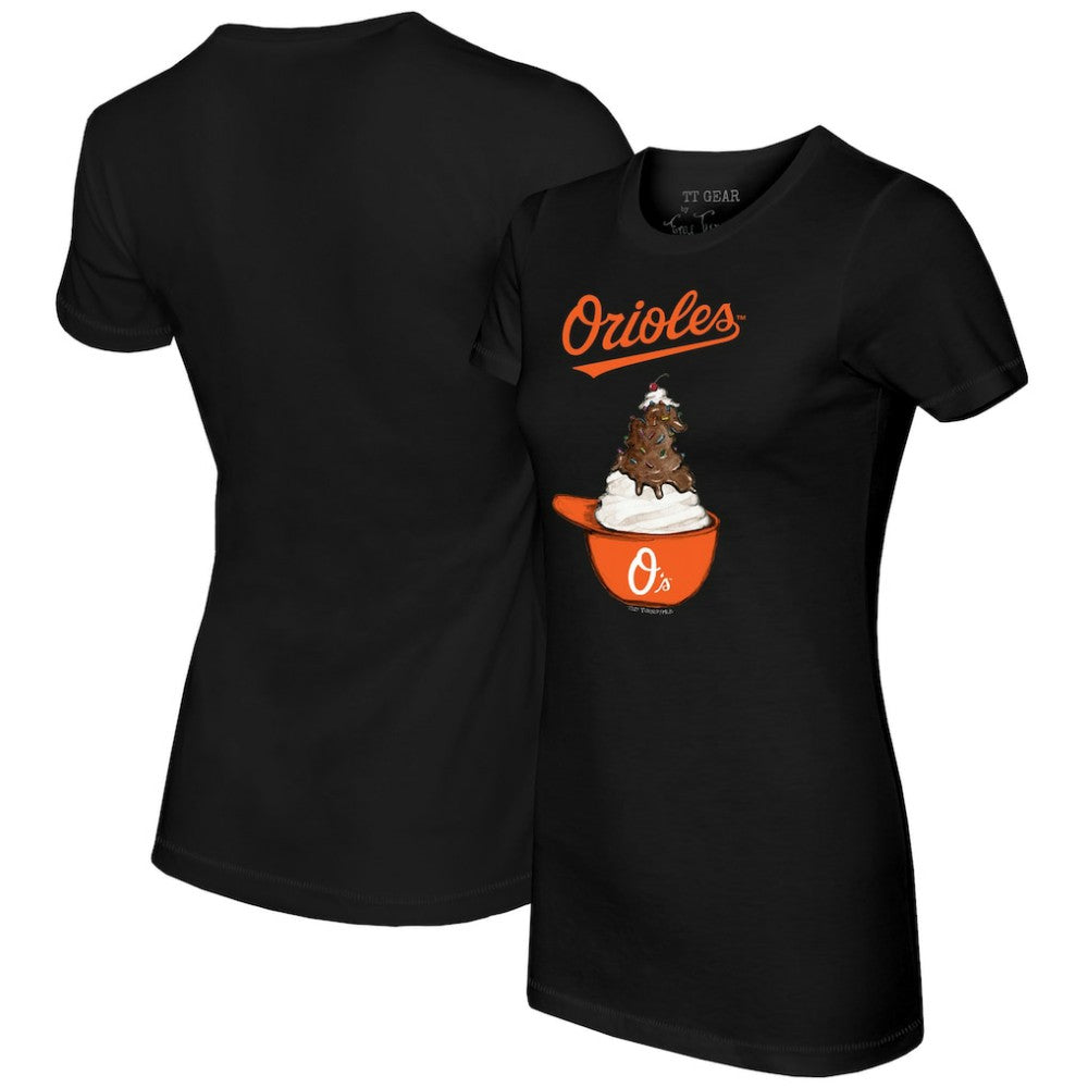 Baltimore Orioles Tiny Turnip Women's Sundae Helmet T-Shirt - MLB