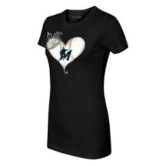 Miami Marlins Tiny Turnip Women's Tiara Heart T-Shirt - MLB