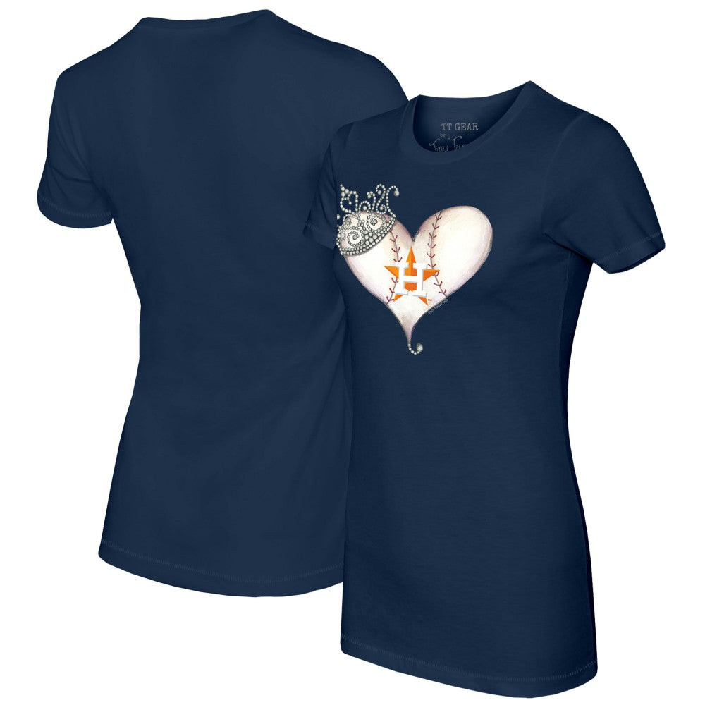 Houston Astros Tiny Turnip Women's Tiara Heart T-Shirt - MLB