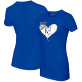 Kansas City Royals Tiny Turnip Women's Tiara Heart T-Shirt - MLB