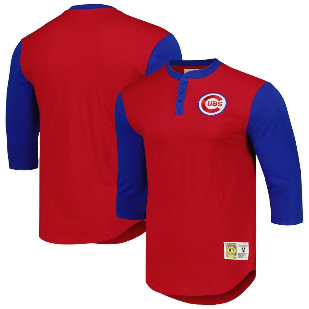 Chicago Cubs Mitchell & Ness Cooperstown Collection Legendary Slub Henley 3/4-Sleeve T-Shirt - MLB