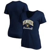Milwaukee Brewers Women's Core Victory Script V-Neck T-Shirt - MLB