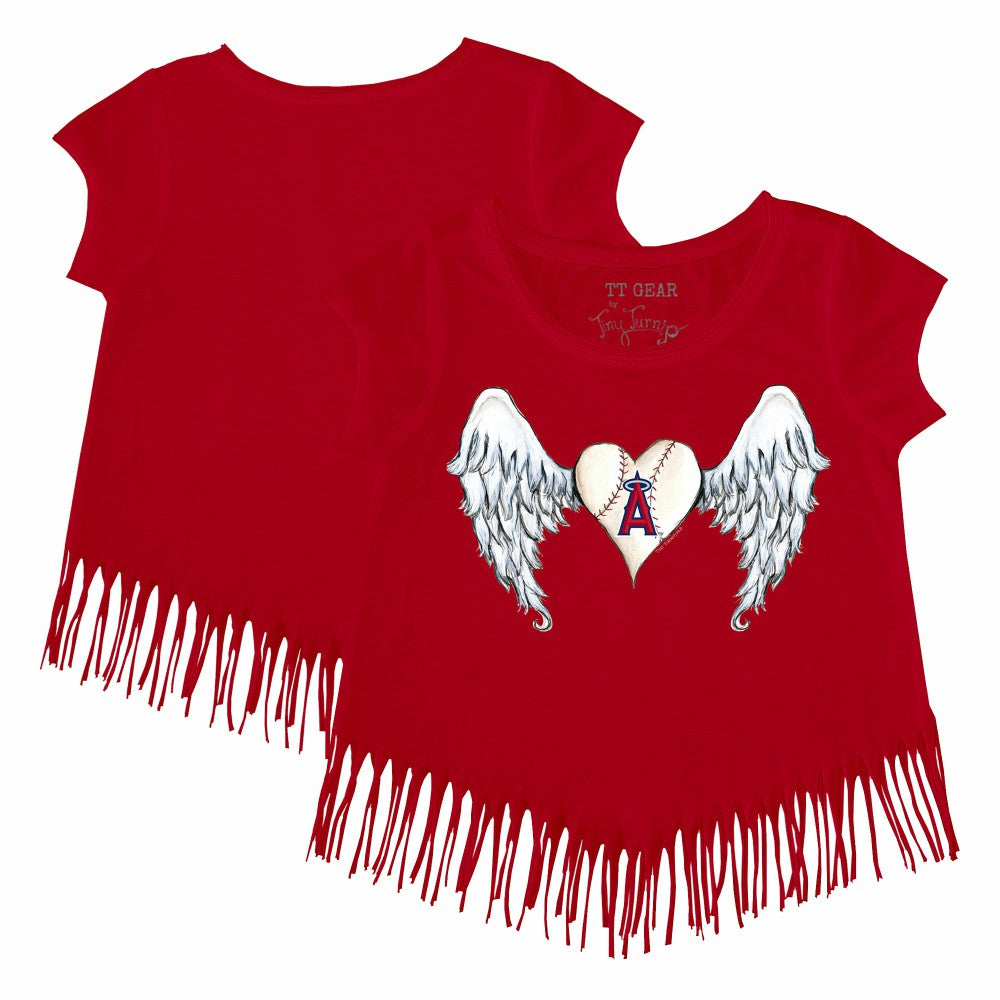 Los Angeles Angels Tiny Turnip Girls Youth Angel Wings Fringe T-Shirt - MLB