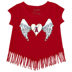 Los Angeles Angels Tiny Turnip Girls Youth Angel Wings Fringe T-Shirt - MLB